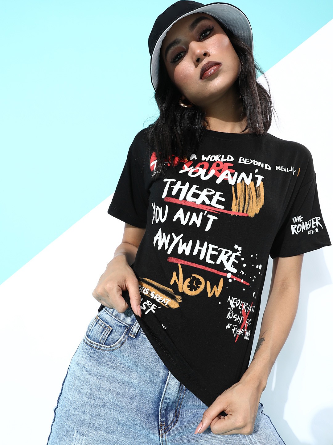 

Roadster Women Stylish Black Typography Talking Tee