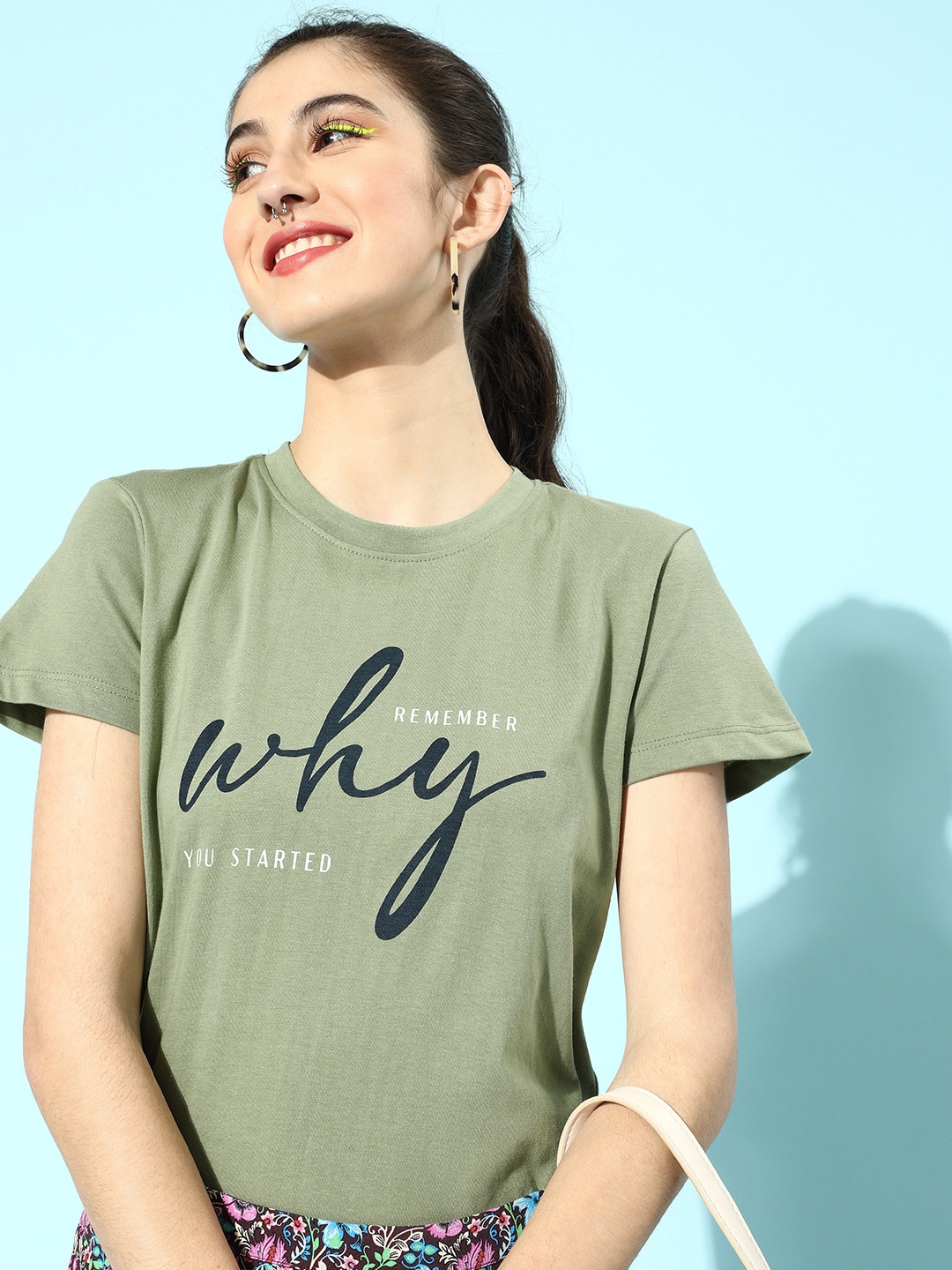 

Roadster Women Lovely Olive Typography Talking Tee