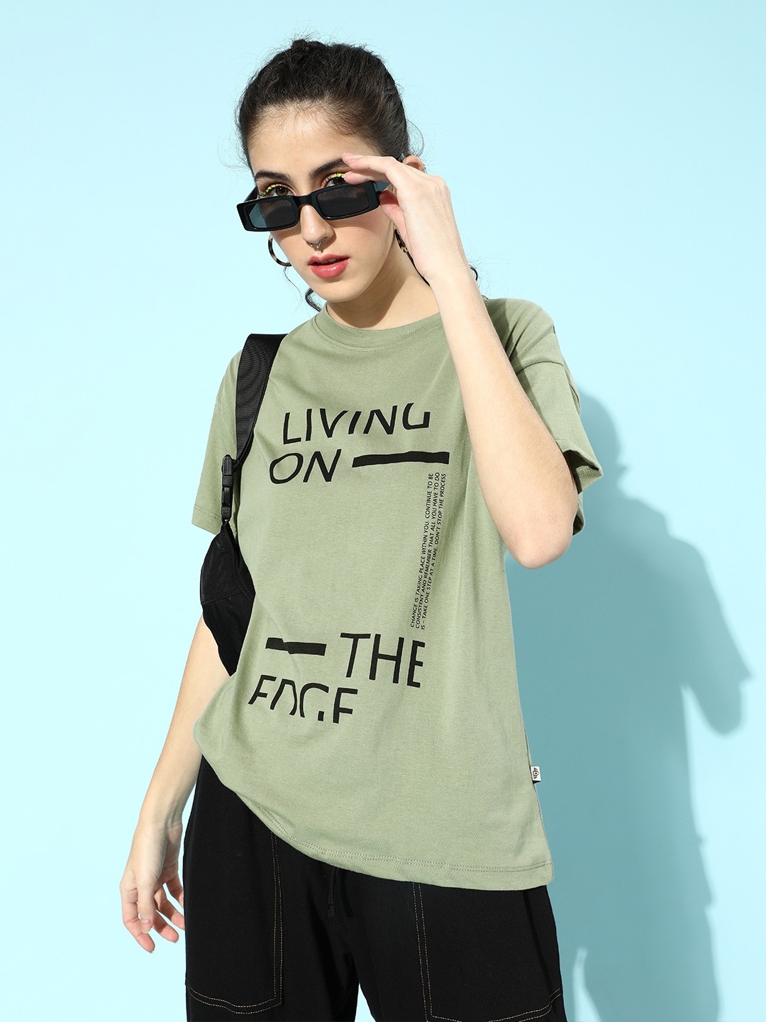 

Roadster Women Olive Typography Talking Tee