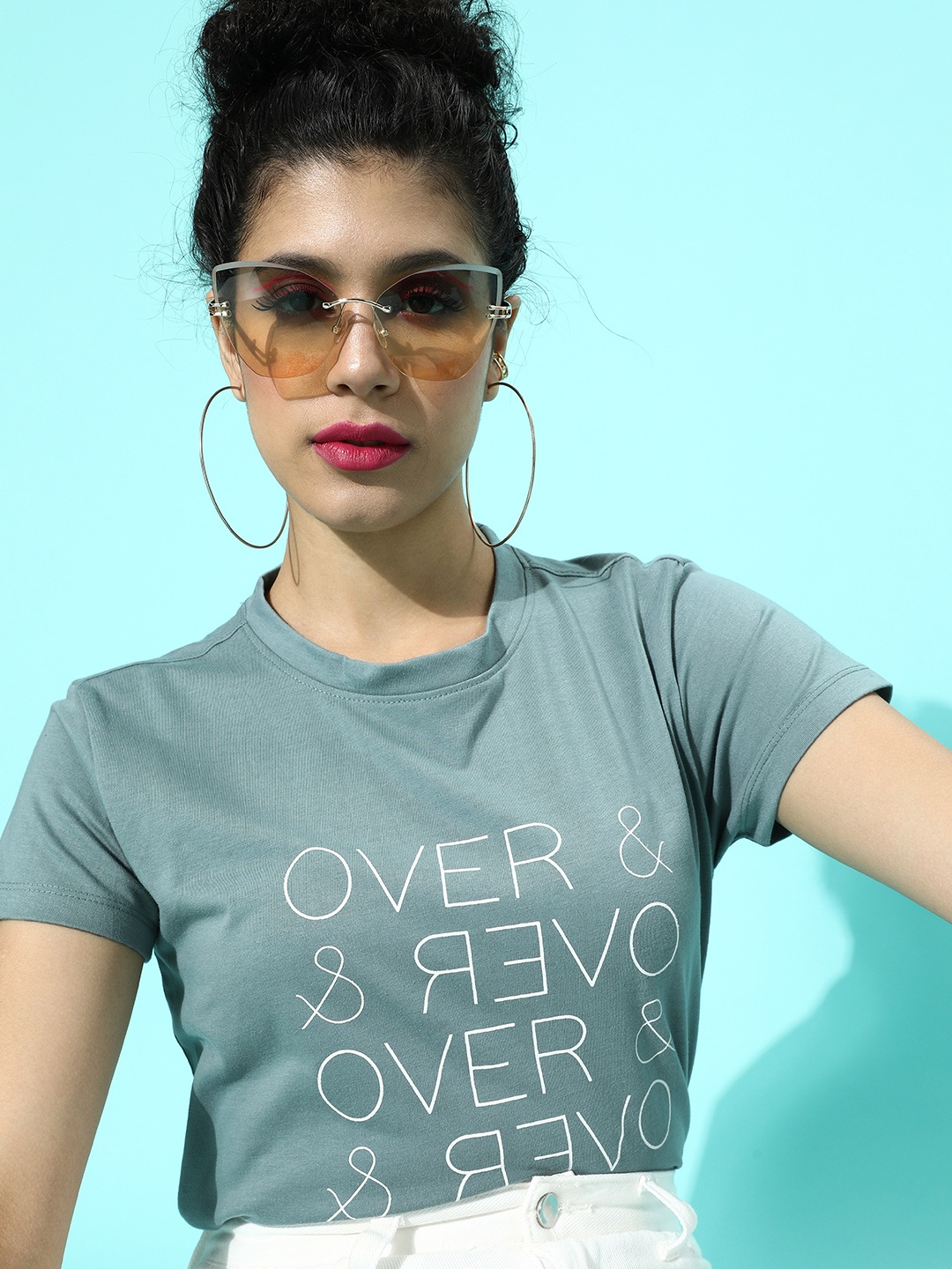

Roadster Women Stunning Blue Typography T-shirt