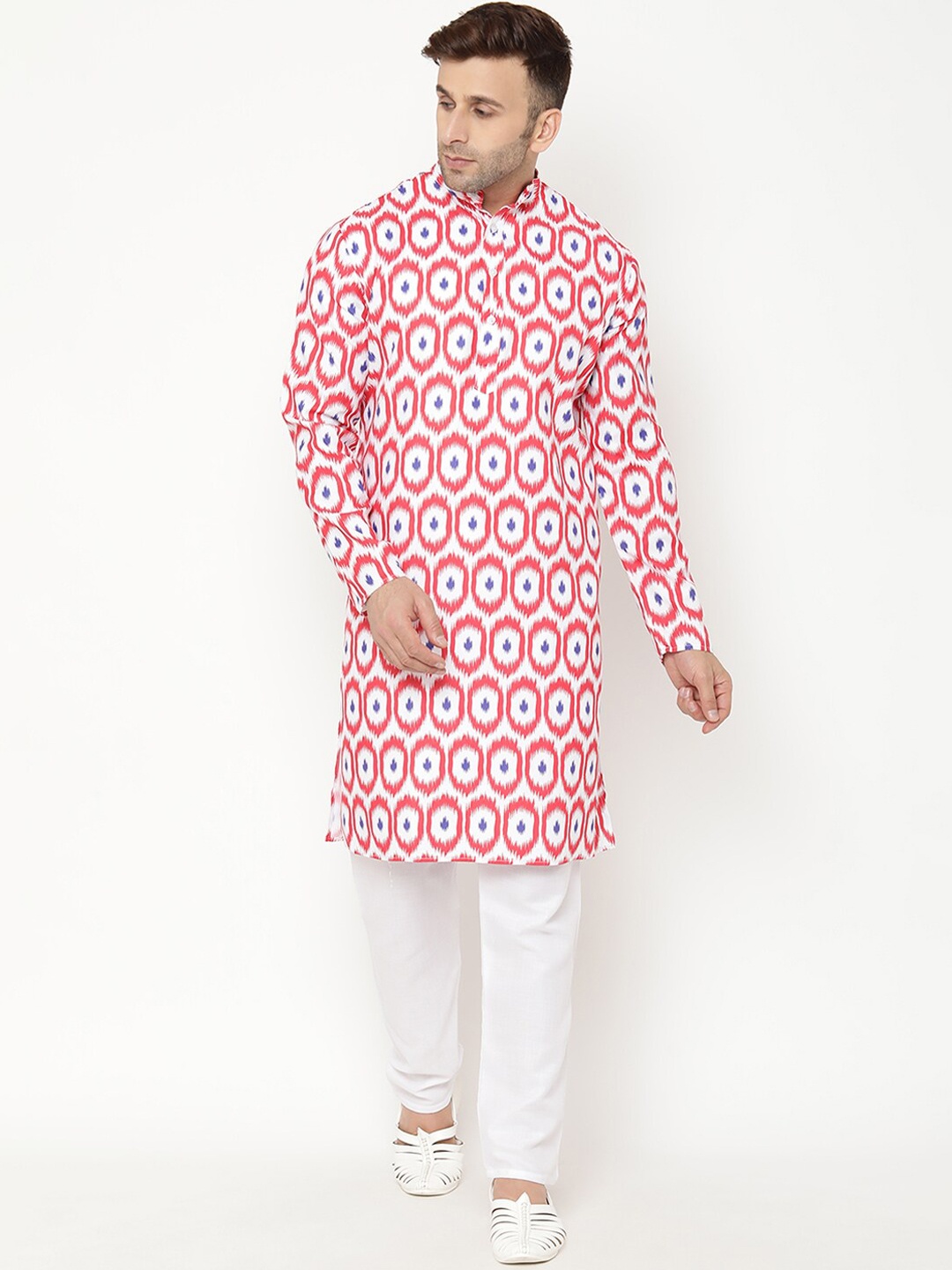 

Hangup Men Red Printed Kurta with Pyjamas