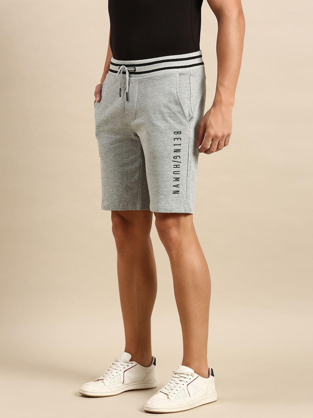 

Being Human Men Typography Printed Slim Fit Shorts, Grey