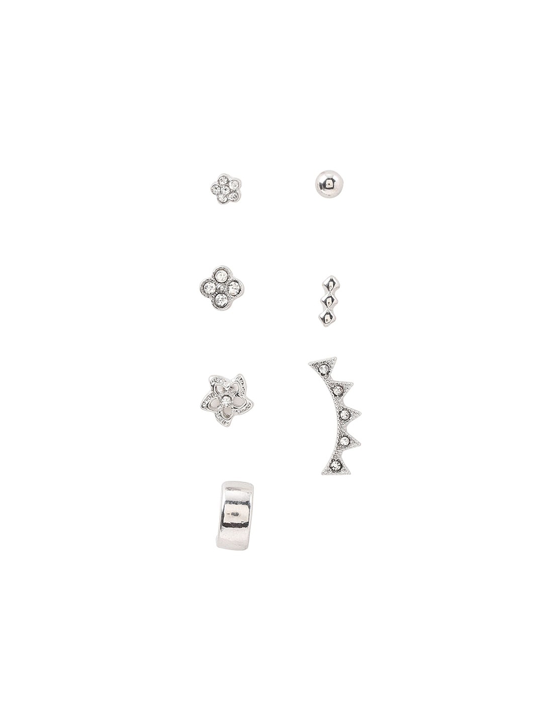 

FOREVER 21 Silver-Toned Set of 7 Single Studs Earring