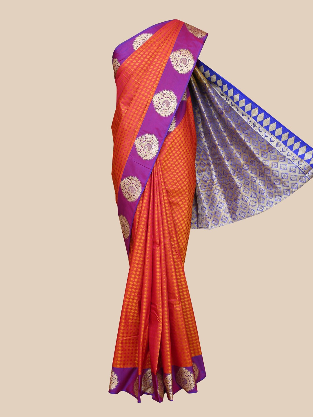 

The Chennai Silks Rust & Purple Art Silk Saree