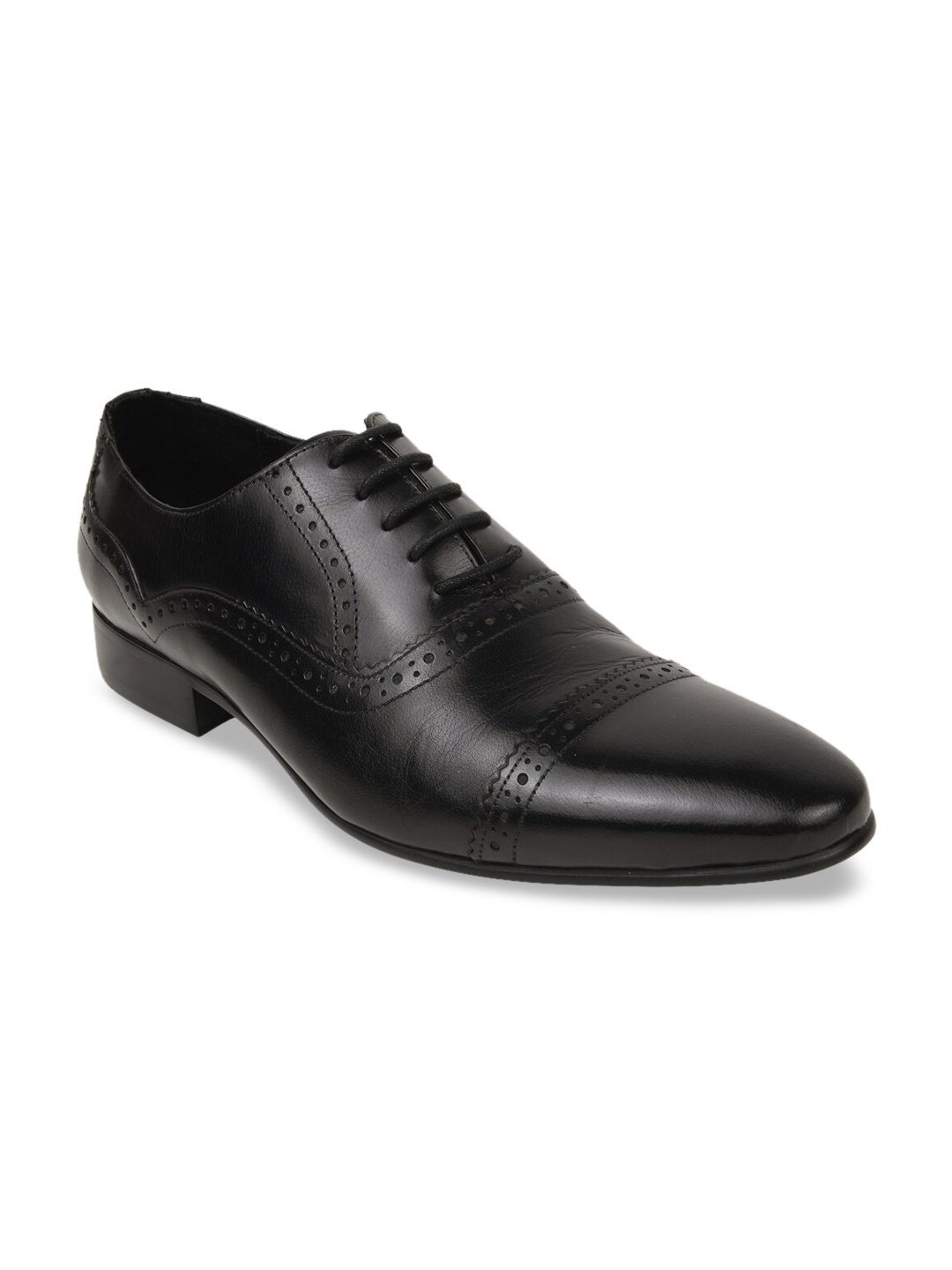 

Regal Men Black Perforated Textured Leather Formal Oxfords