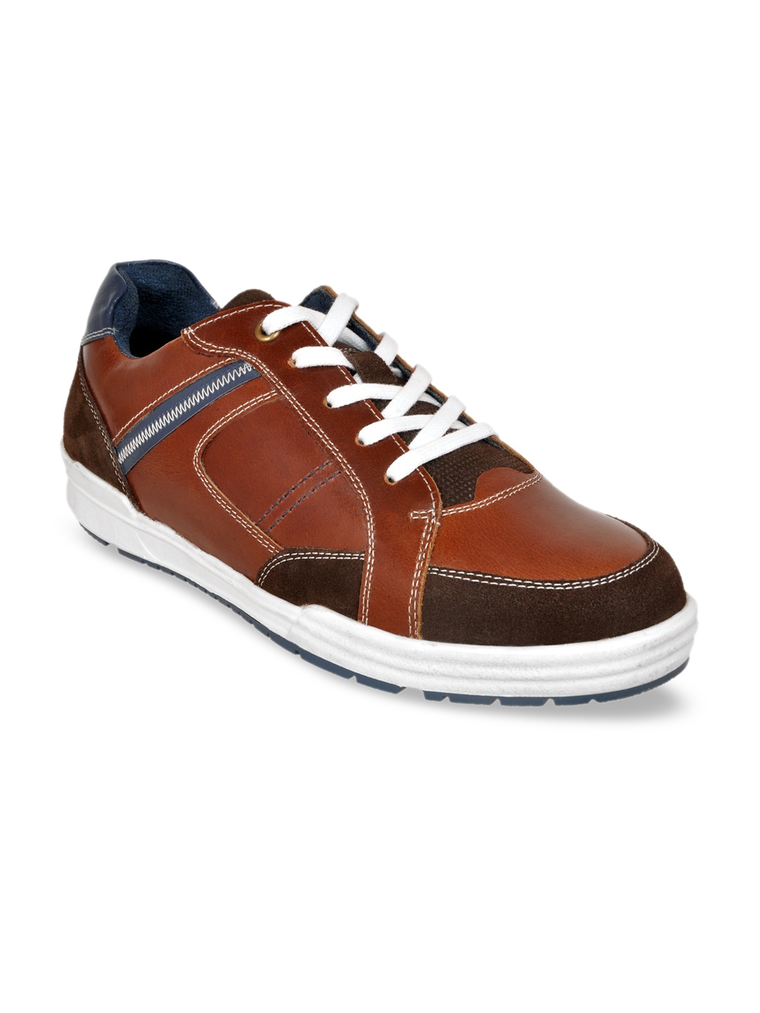

Allen Cooper Men Brown Colourblocked Leather Sneakers