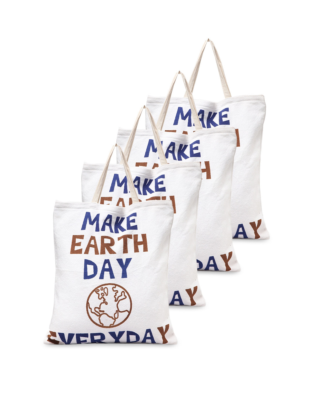 

KLOTTHE Pack-4 White Typography Printed Shopper Tote Bag