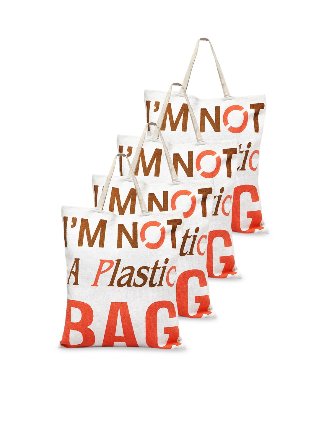 

KLOTTHE Pack-4 White Typography Printed Shopper Tote Bag