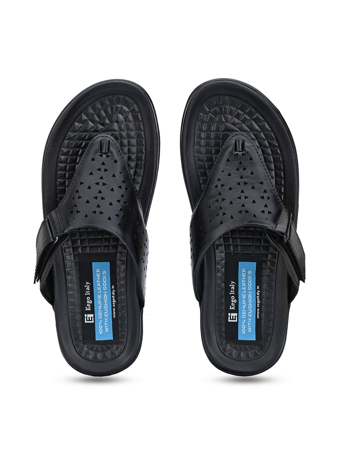 

Eego Italy Men Black Genuine Leather Comfort Sandals