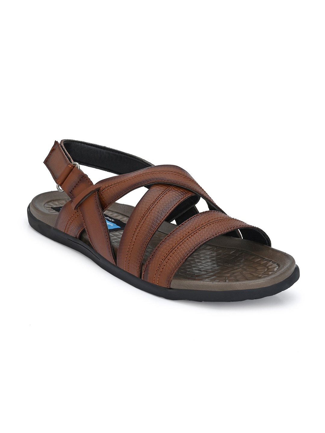 

Eego Italy Men Brown & Black Leather Comfort Sandals