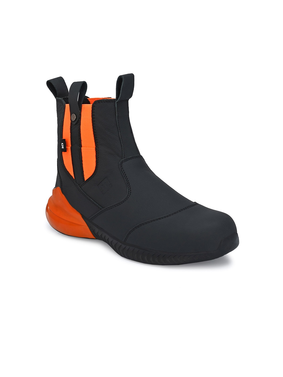 

Eego Italy Men Black Leather High-Top Trekking Non-Marking Shoes