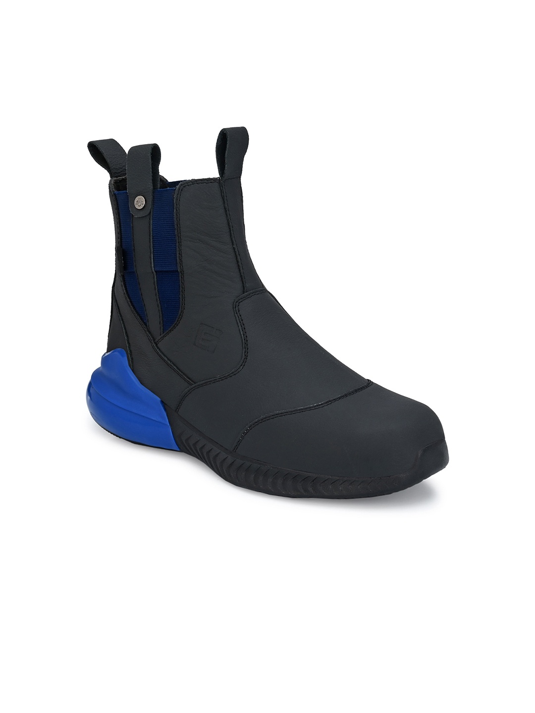 

Eego Italy Men Black Leather High-Top Trekking Non-Marking Shoes