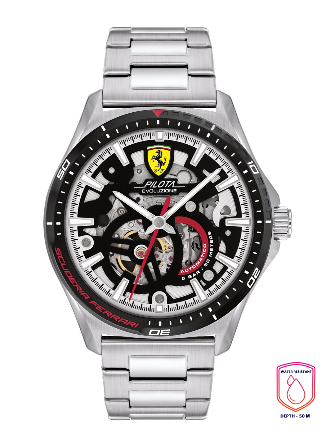 

SCUDERIA FERRARI Men Silver Toned Bracelet Style Straps Watch 0830838