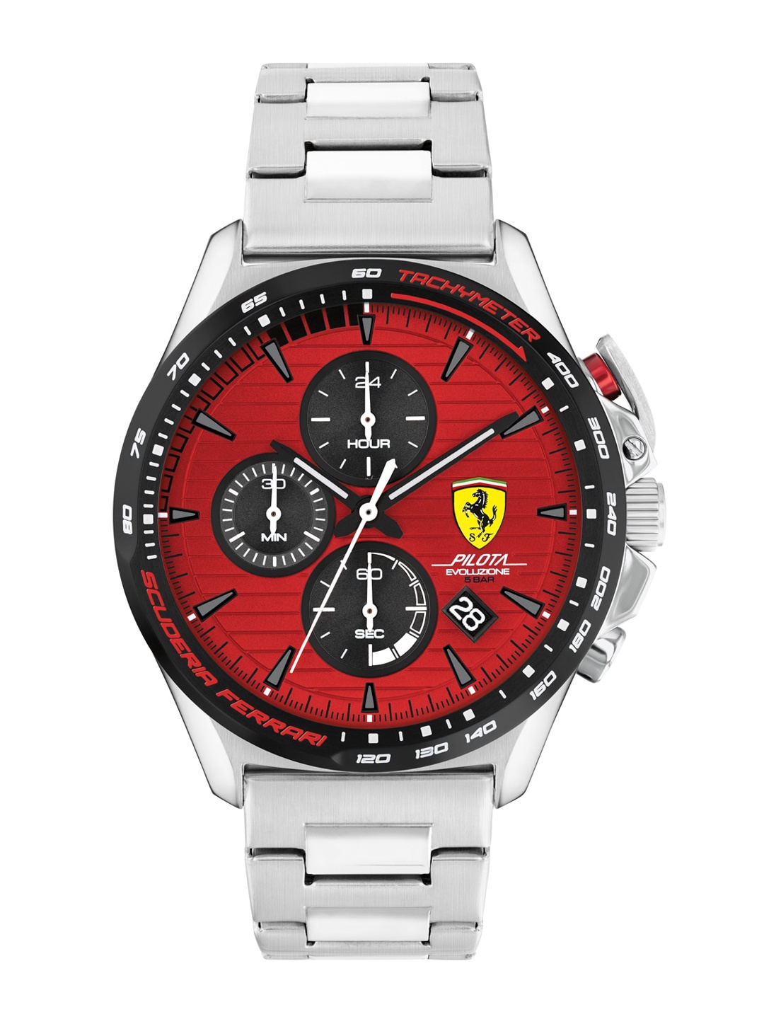 

SCUDERIA FERRARI Men Red Silver Toned Stainless Steel Analogue Watch 0830851