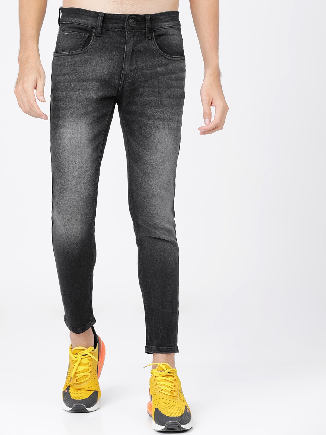 

HIGHLANDER Men Black Tapered Fit Light Fade Jeans