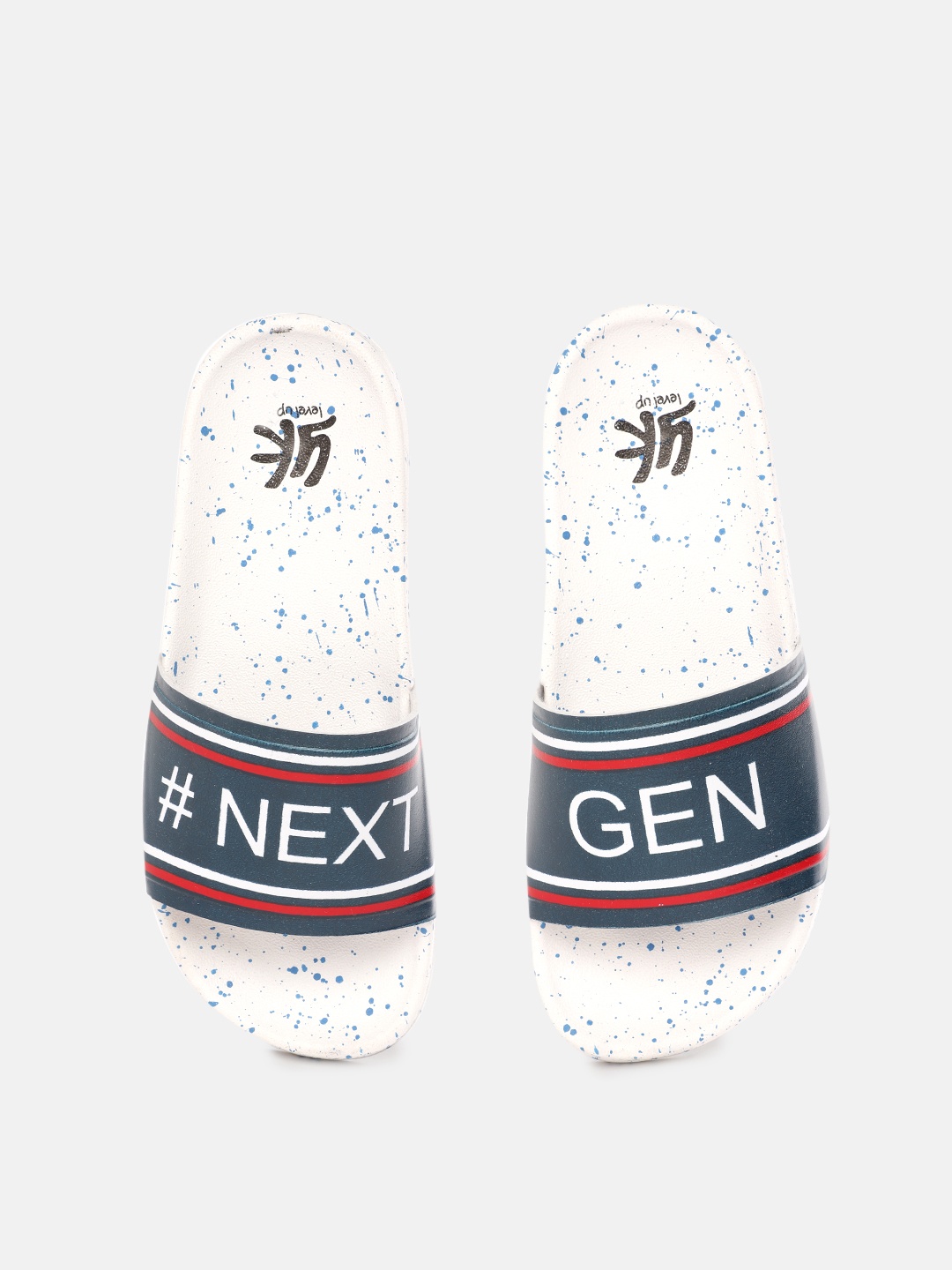 

YK Boys Navy Blue & White Slogan Printed Sliders