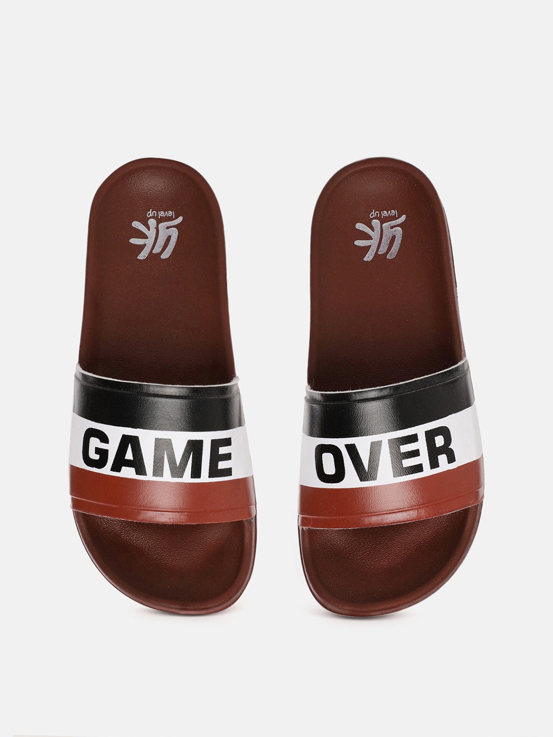 

YK Boys Black & White Printed Sliders