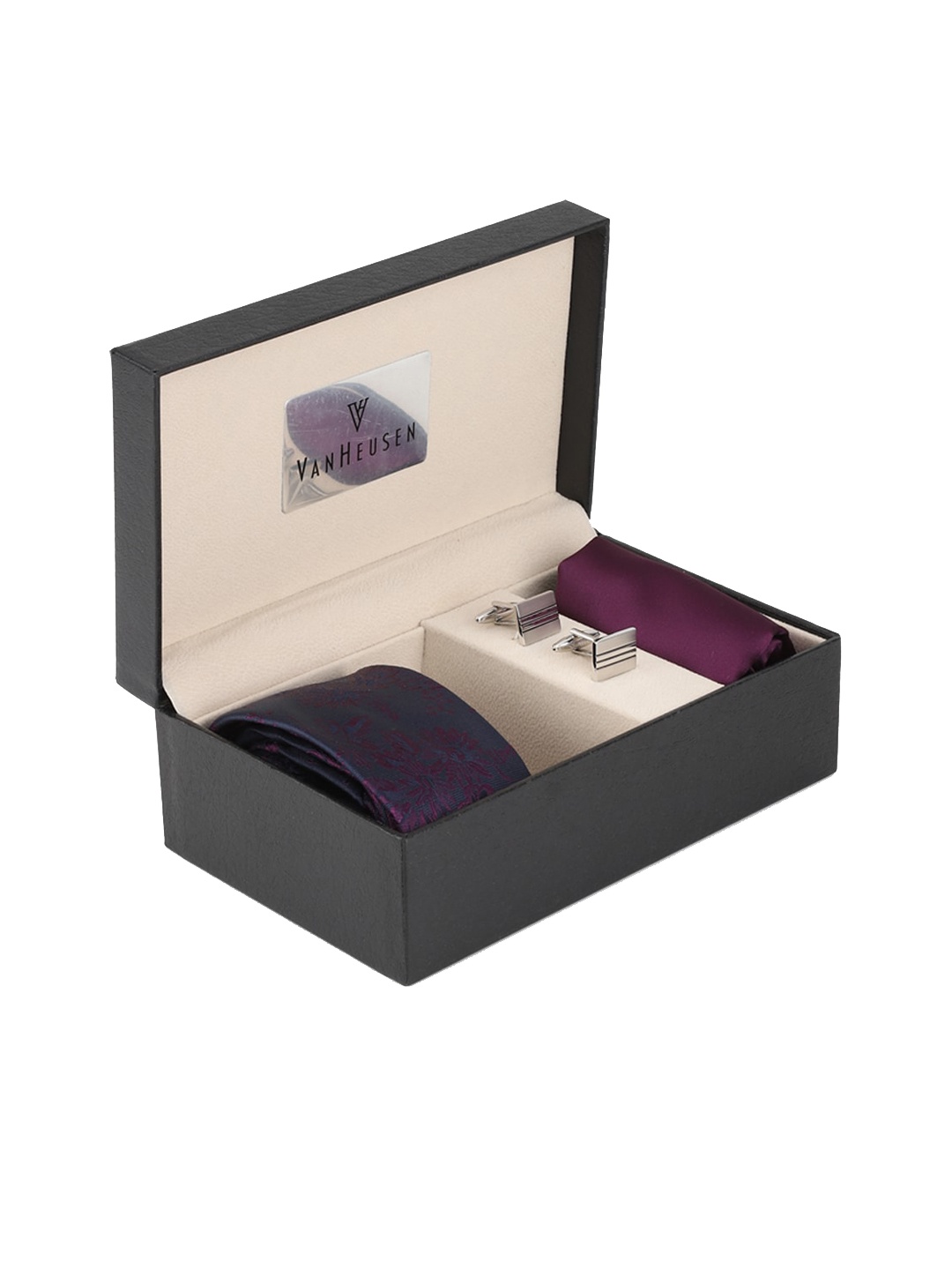 

Van Heusen Maroon Tie with Pocket Square & Cufflink Gift Set