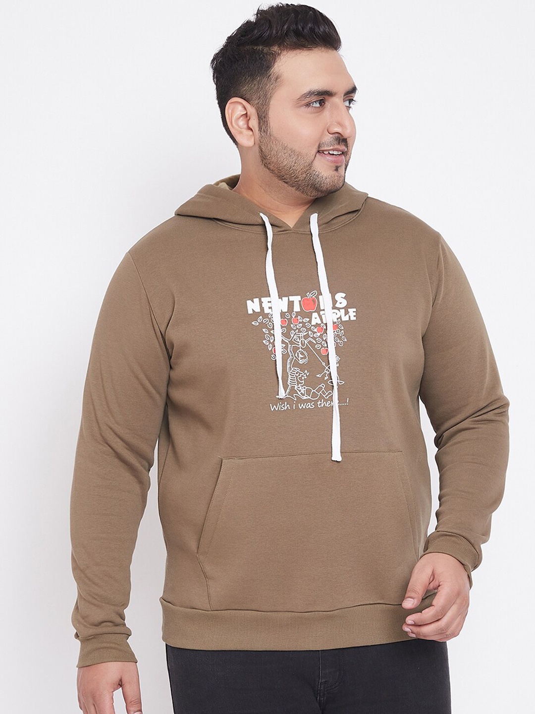 

Instafab Plus Men Brown Printed Hooded Sweatshirt