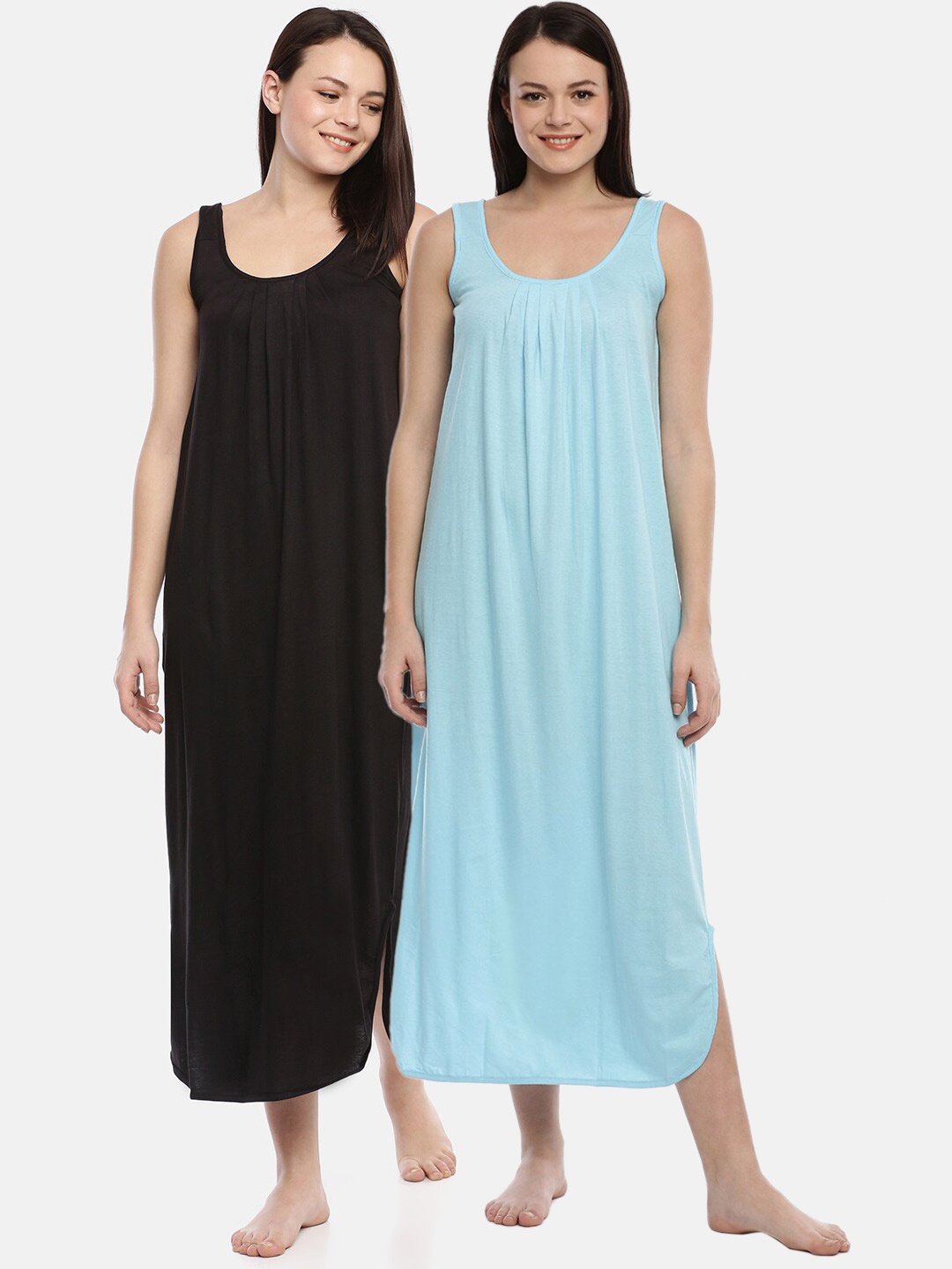 

GOLDSTROMS Pack of 2 Black & Turquoise Blue Nightdress