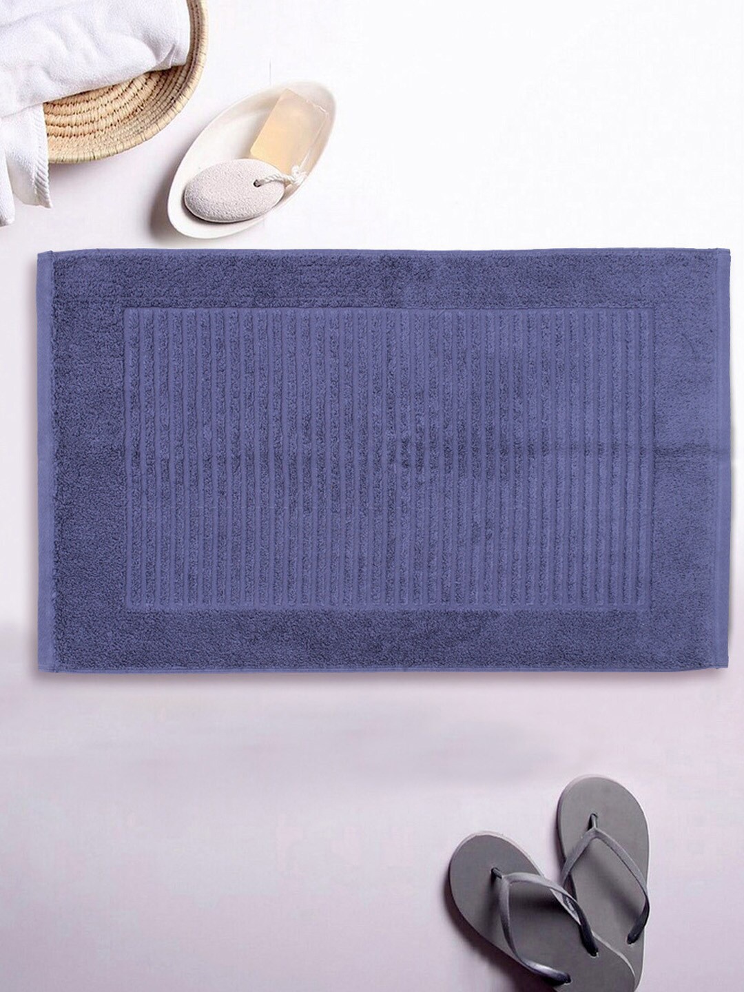 

AVI Living Purple Solid Ribbed Pure Terry Cotton 800 GSM Bath Rug