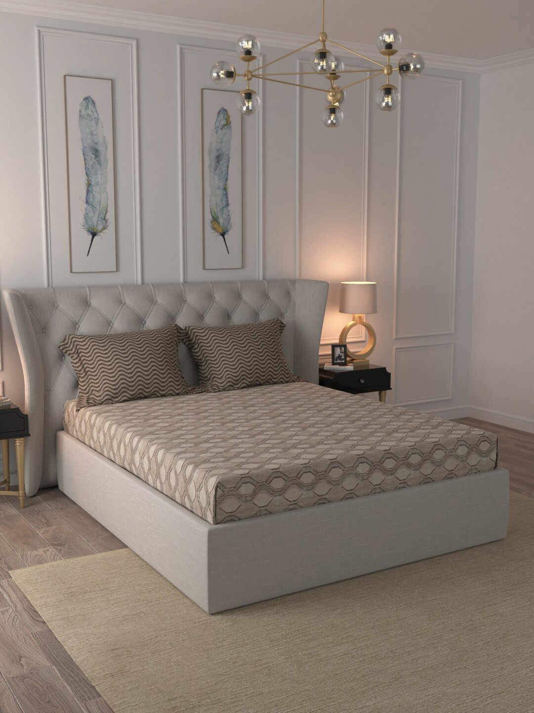 

Trident Brown Geometric 180 TC King Bedsheet with 2 Pillow Covers