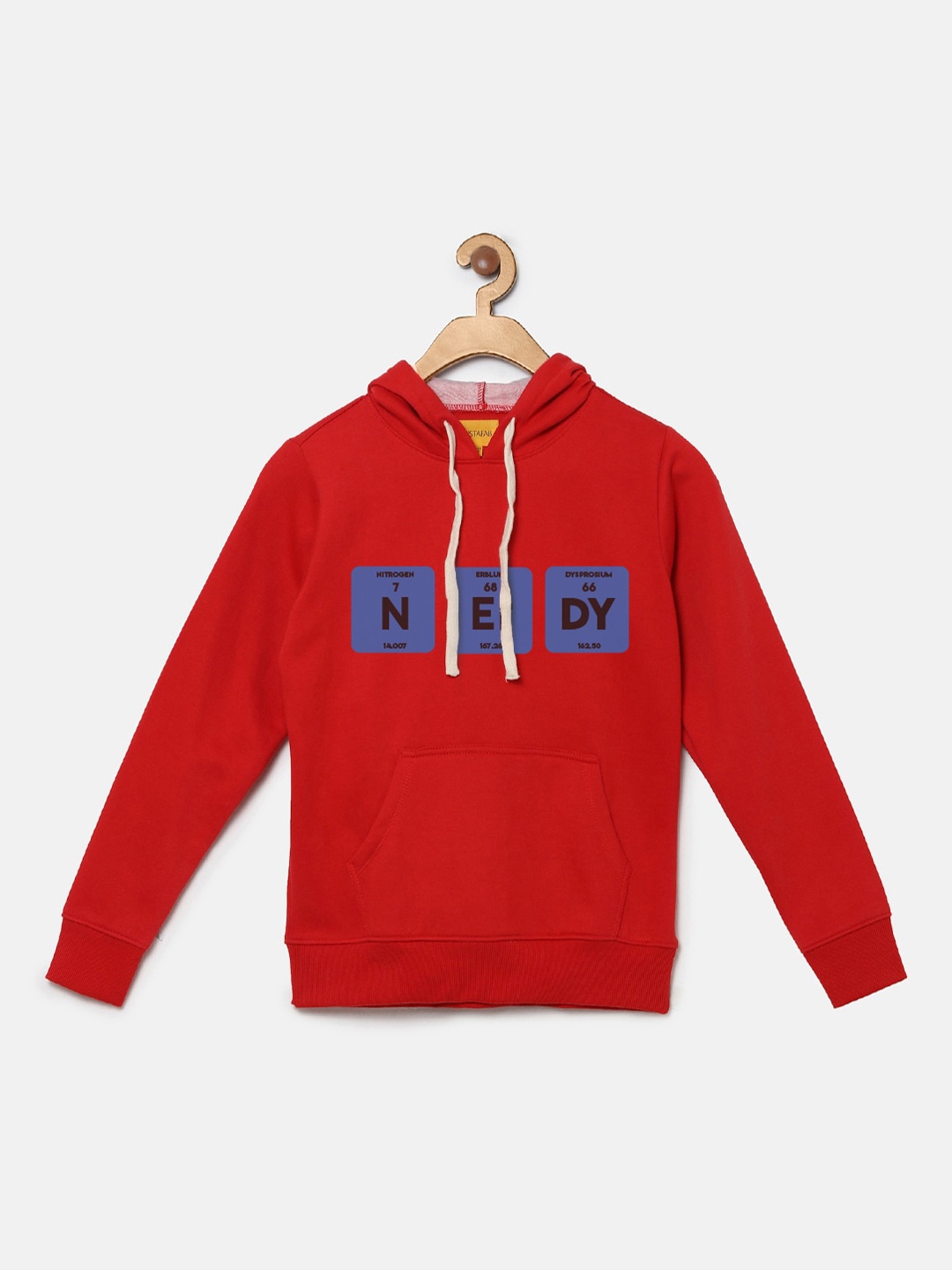 

Instafab Boys Red Printed Hooded Sweatshirt