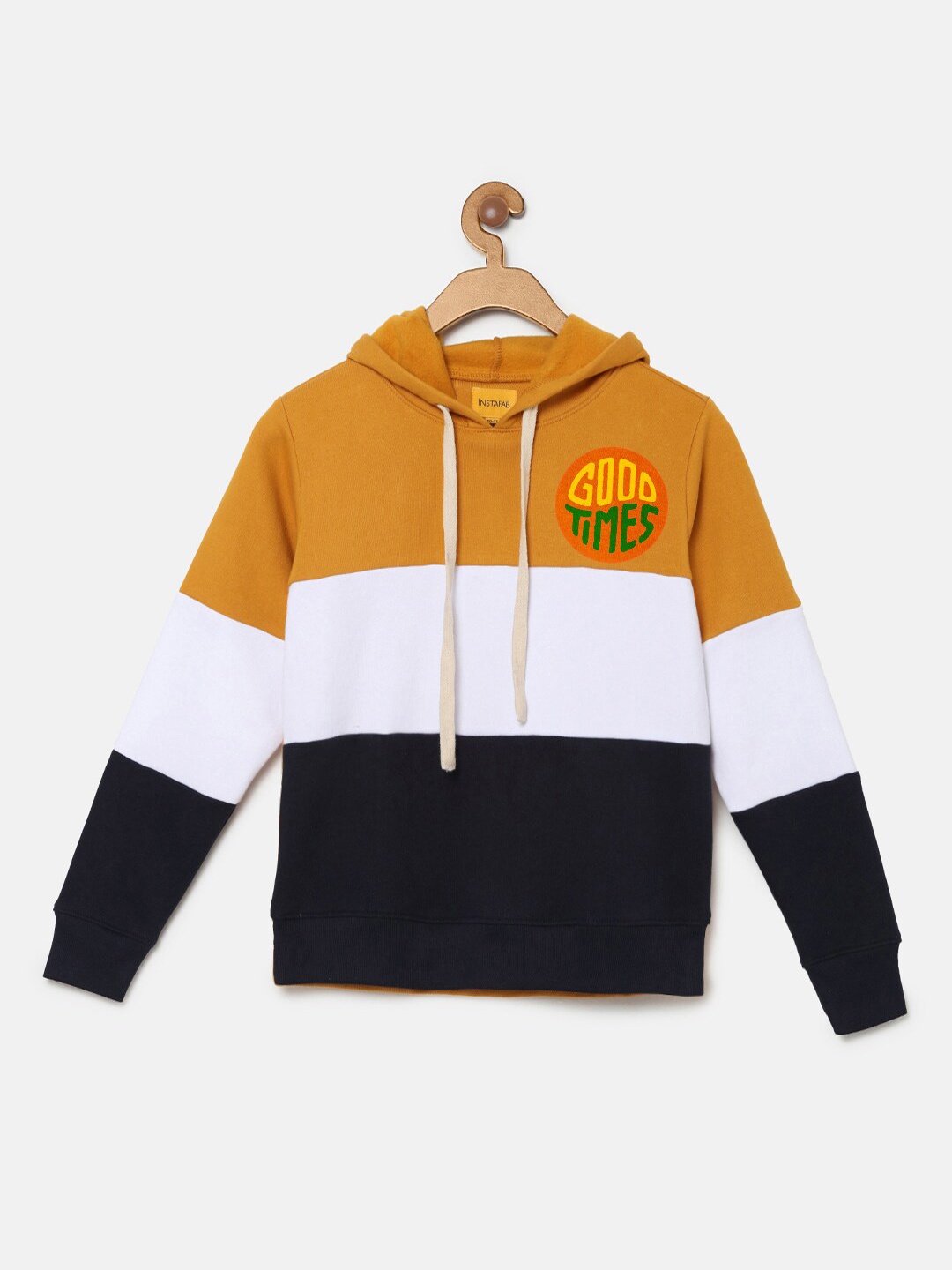 

Instafab Boys Mustard Hooded Sweatshirt