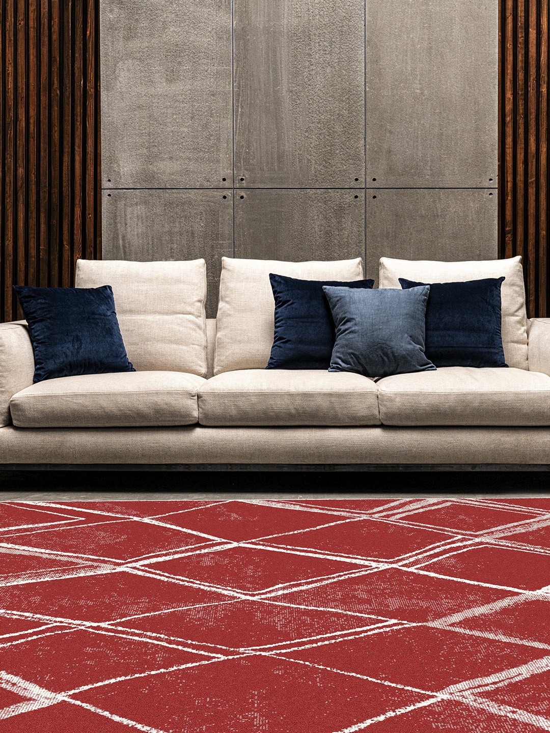 

DDecor Red & White Abstract Carpet