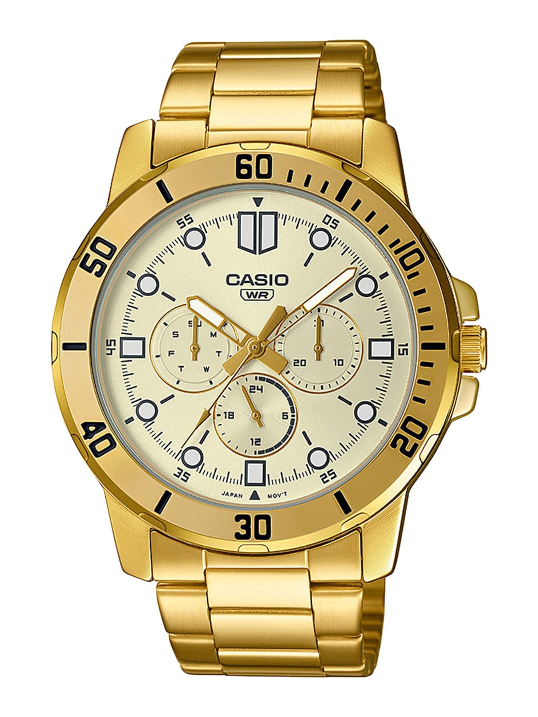 

CASIO Men Gold-Toned Dial & Gold-Plated Bracelet Style Straps Analogue Watch