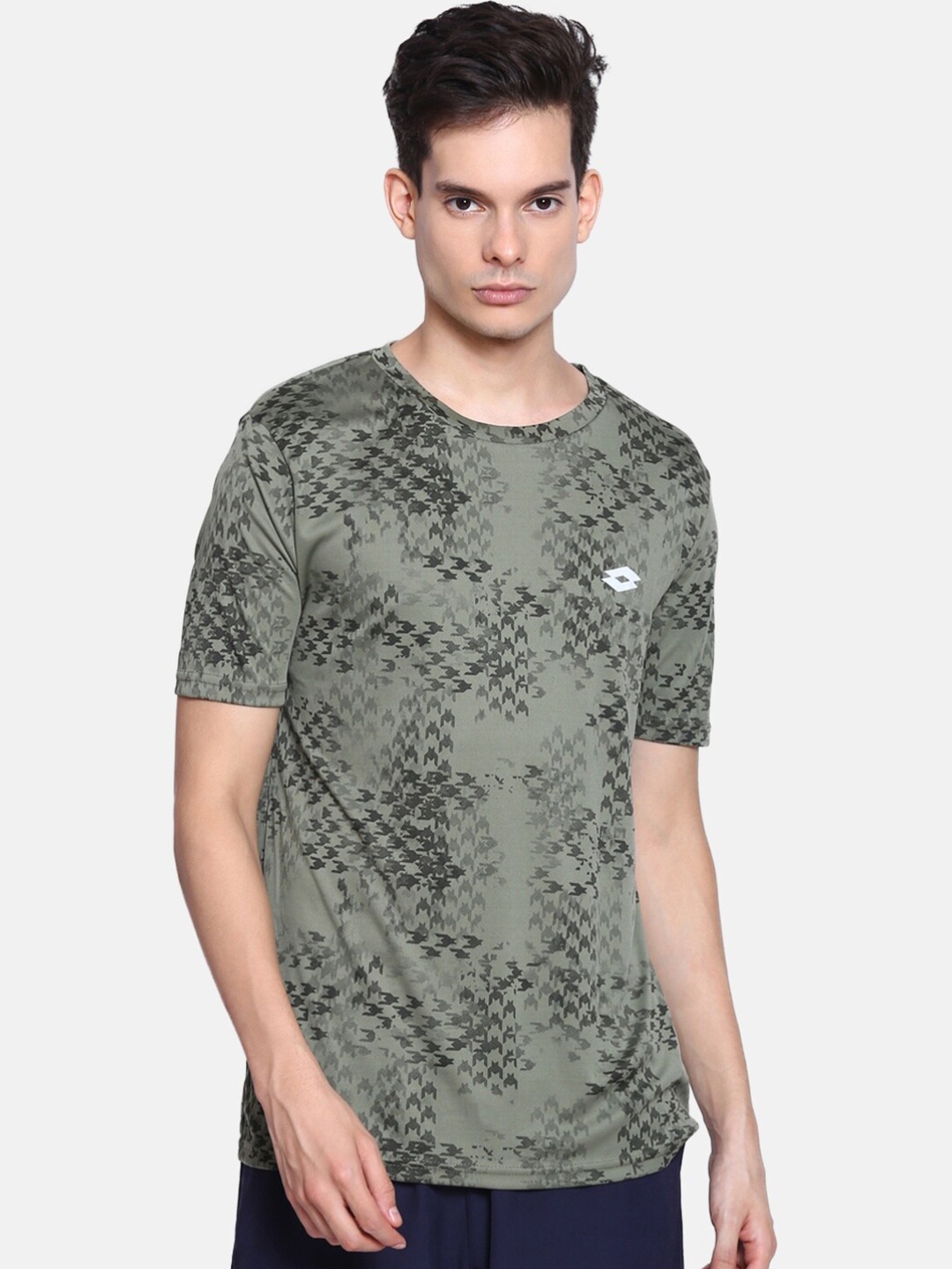 

Lotto Men Olive Green Printed T-shirt