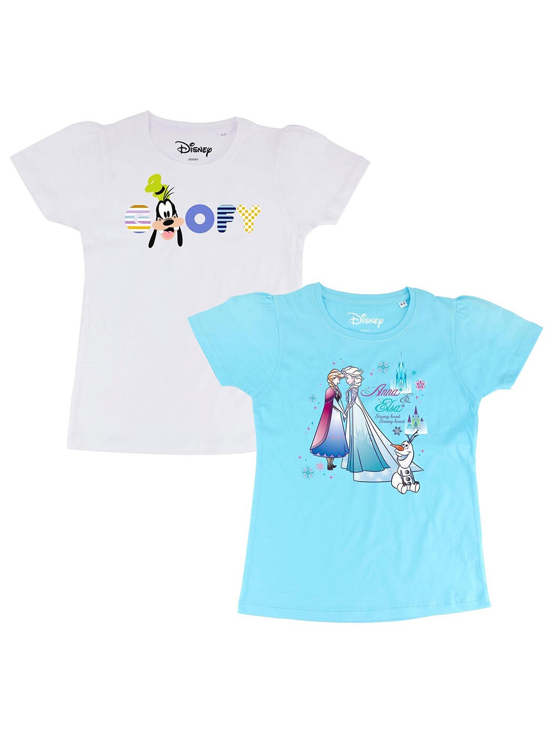 

Disney by Wear Your Mind Girls White & Blue Pack of 2 Puff Sleeve Regular Top