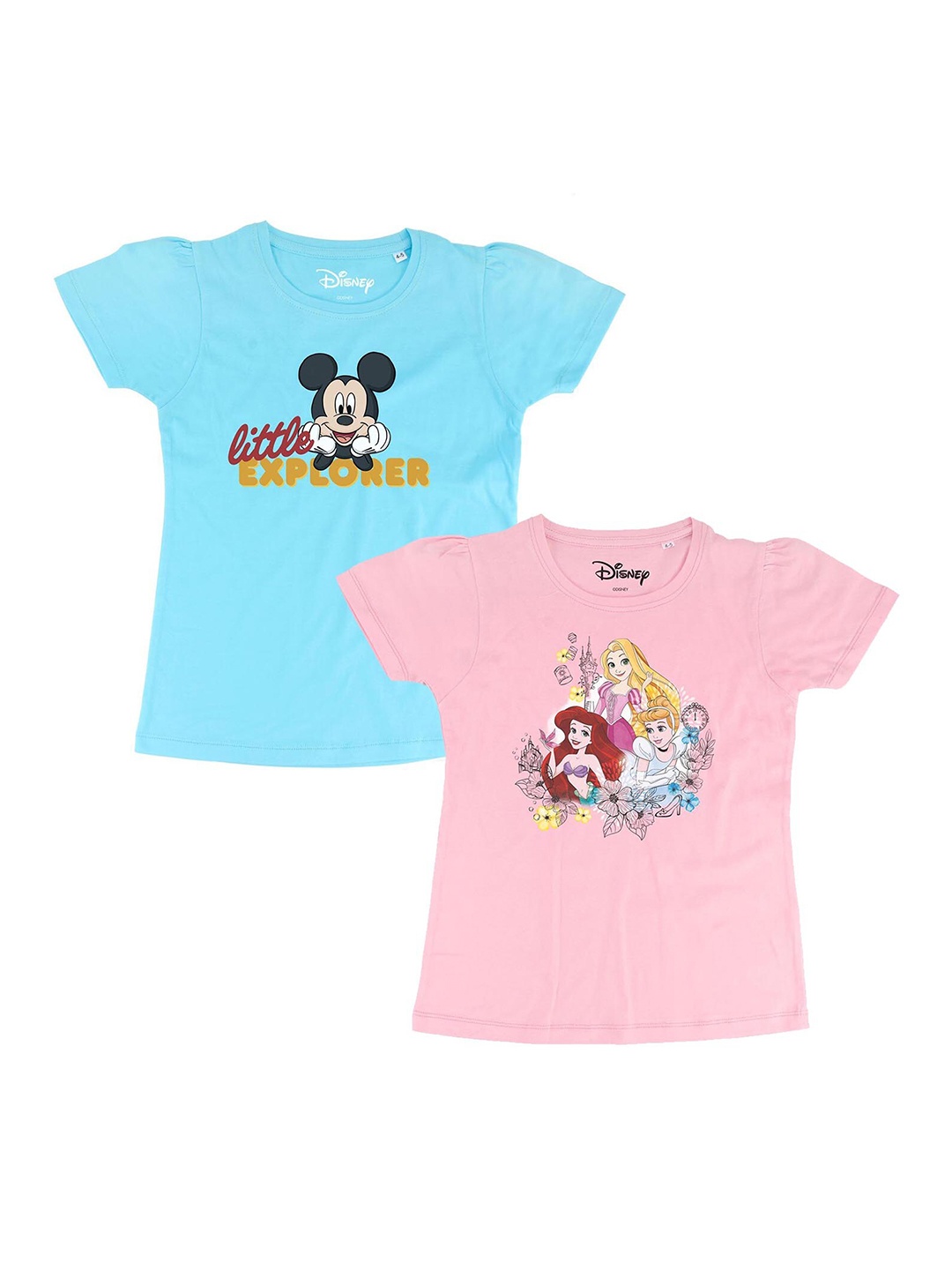 

Disney by Wear Your Mind Girls Blue & Pink Pack of 2 Puff Sleeve Regular Top