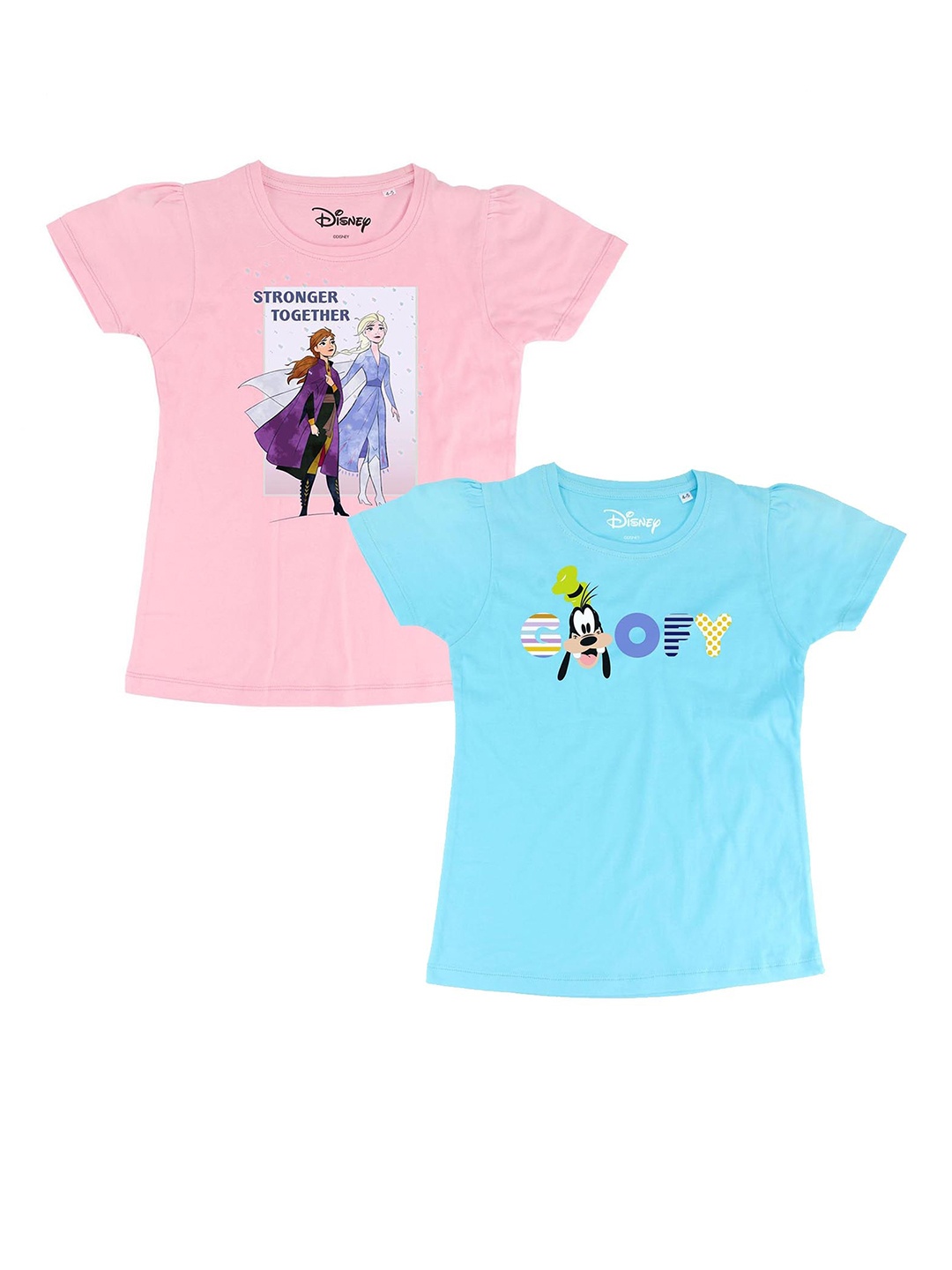 

Disney by Wear Your Mind Girls Blue & Pink Pack of 2 Puff Sleeve Regular Top