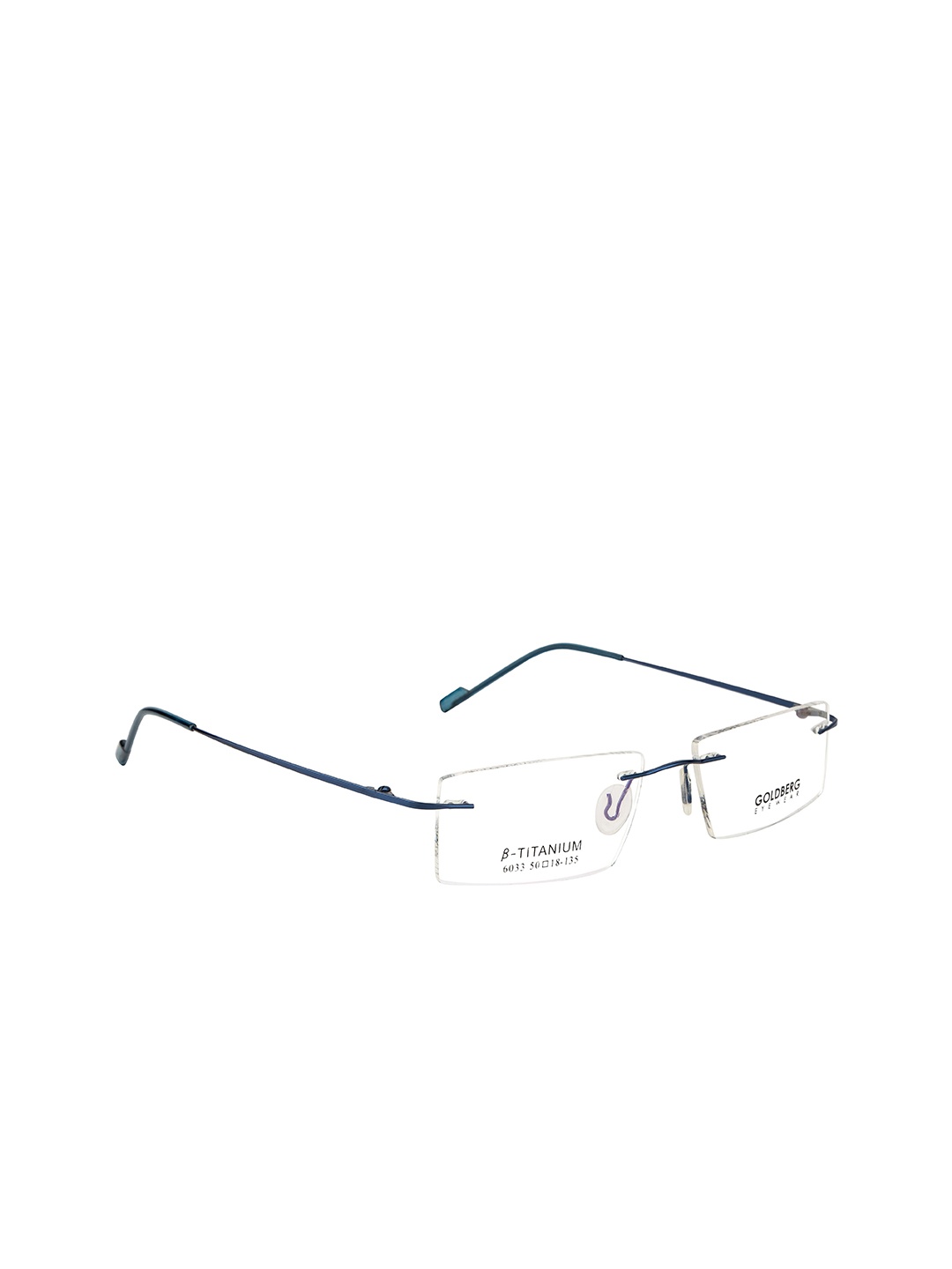 

Gold Berg Unisex Blue & Transparent Rimless Rectangle Frames