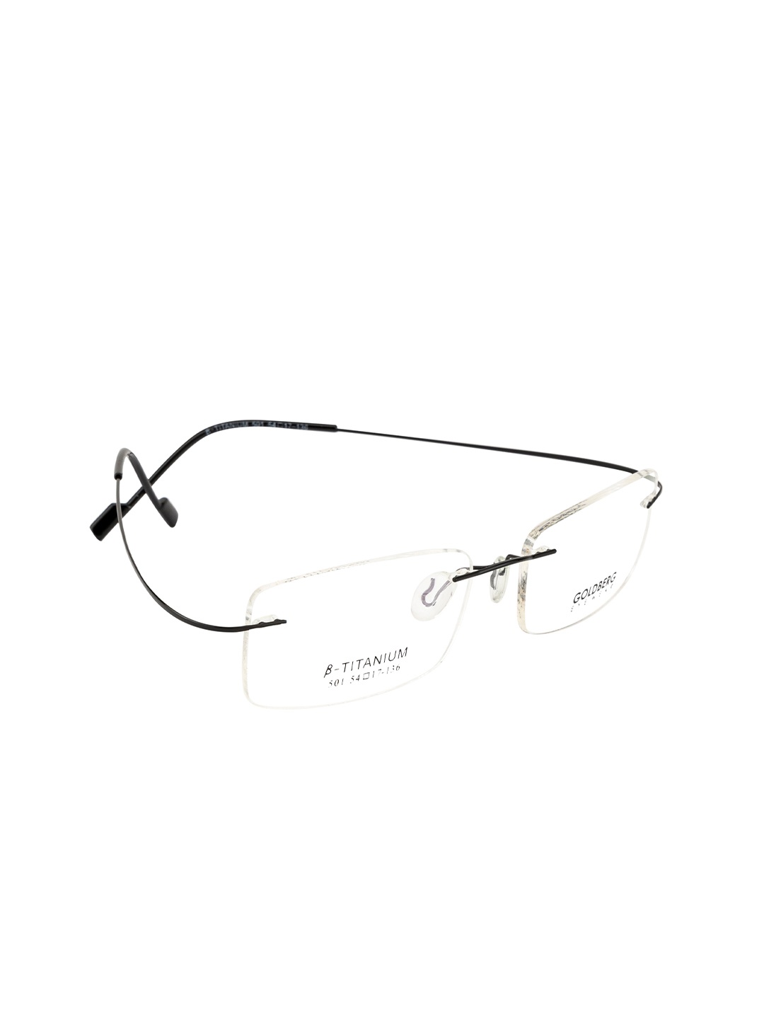 

Gold Berg Unisex Black & Transparent Rimless Rectangle Frames