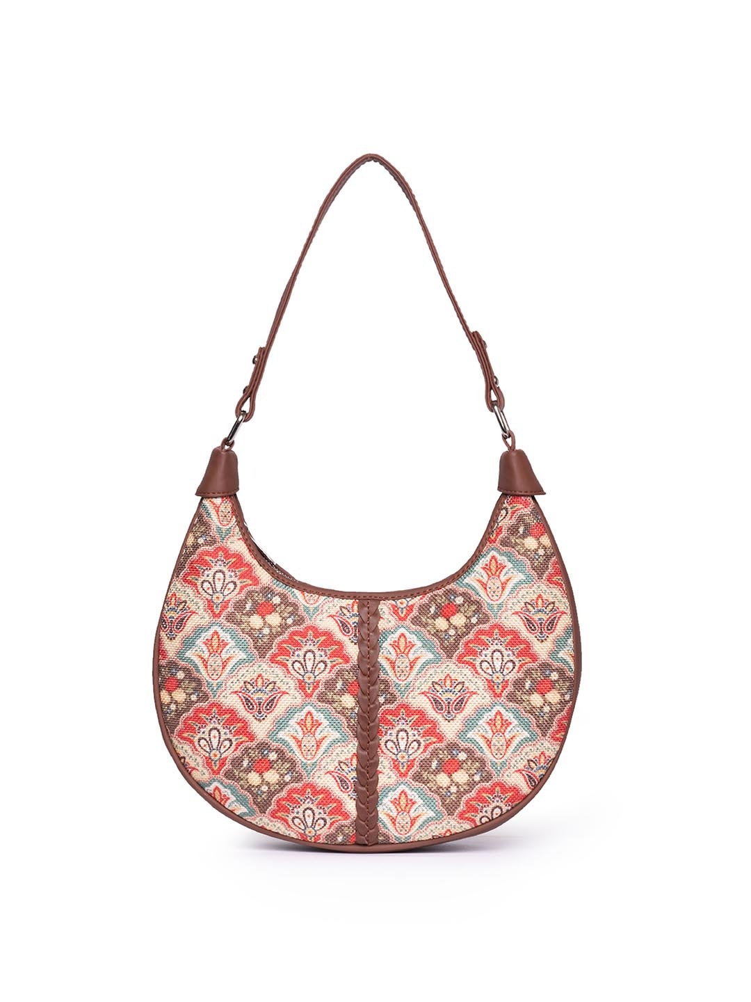

Zouk Mughal Art Multicolor Motif Multicolor Hobo Bag, Multi