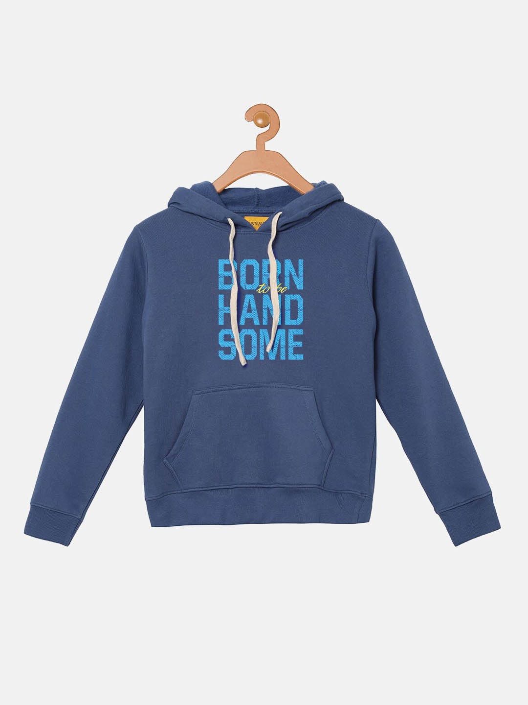 

Instafab Boys Blue Printed Hooded Sweatshirt