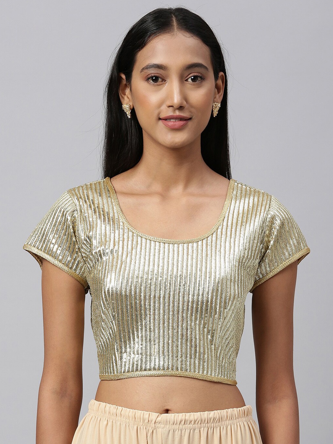 

Amrutam Fab Women Beige Sequinned Saree Blouse