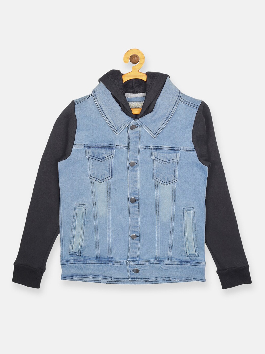

Instafab Boys Black Grey Denim Jacket