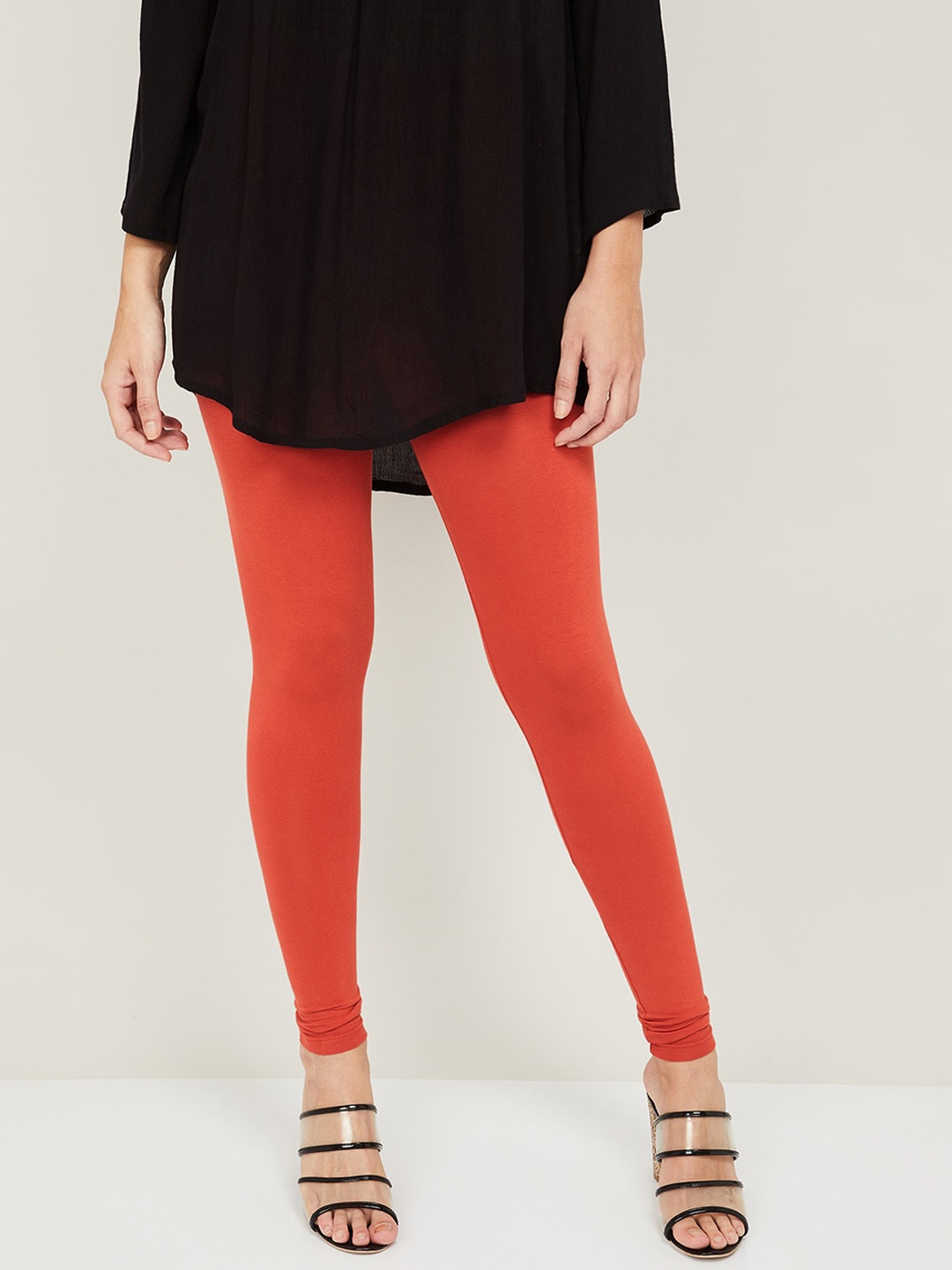 

Melange by Lifestyle Women Rust Cotton Churidar-Length Leggings