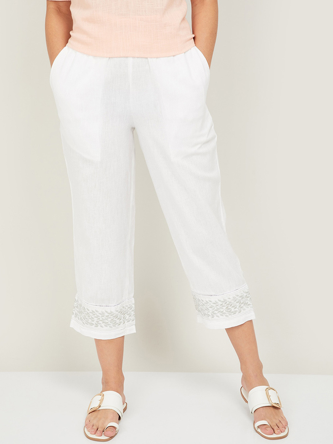 

Melange by Lifestyle Women Off White Trousers