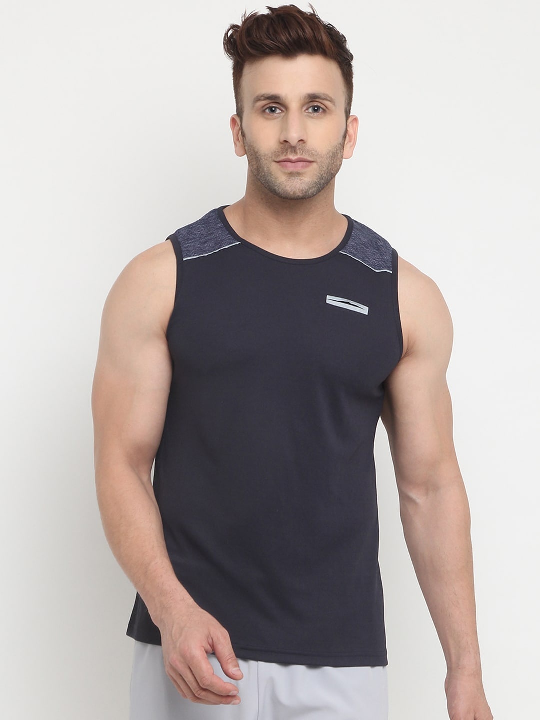 

PERFKT-U Men Navy Blue Antimicrobial Training or Gym T-shirt with Hydra-Cool Technology