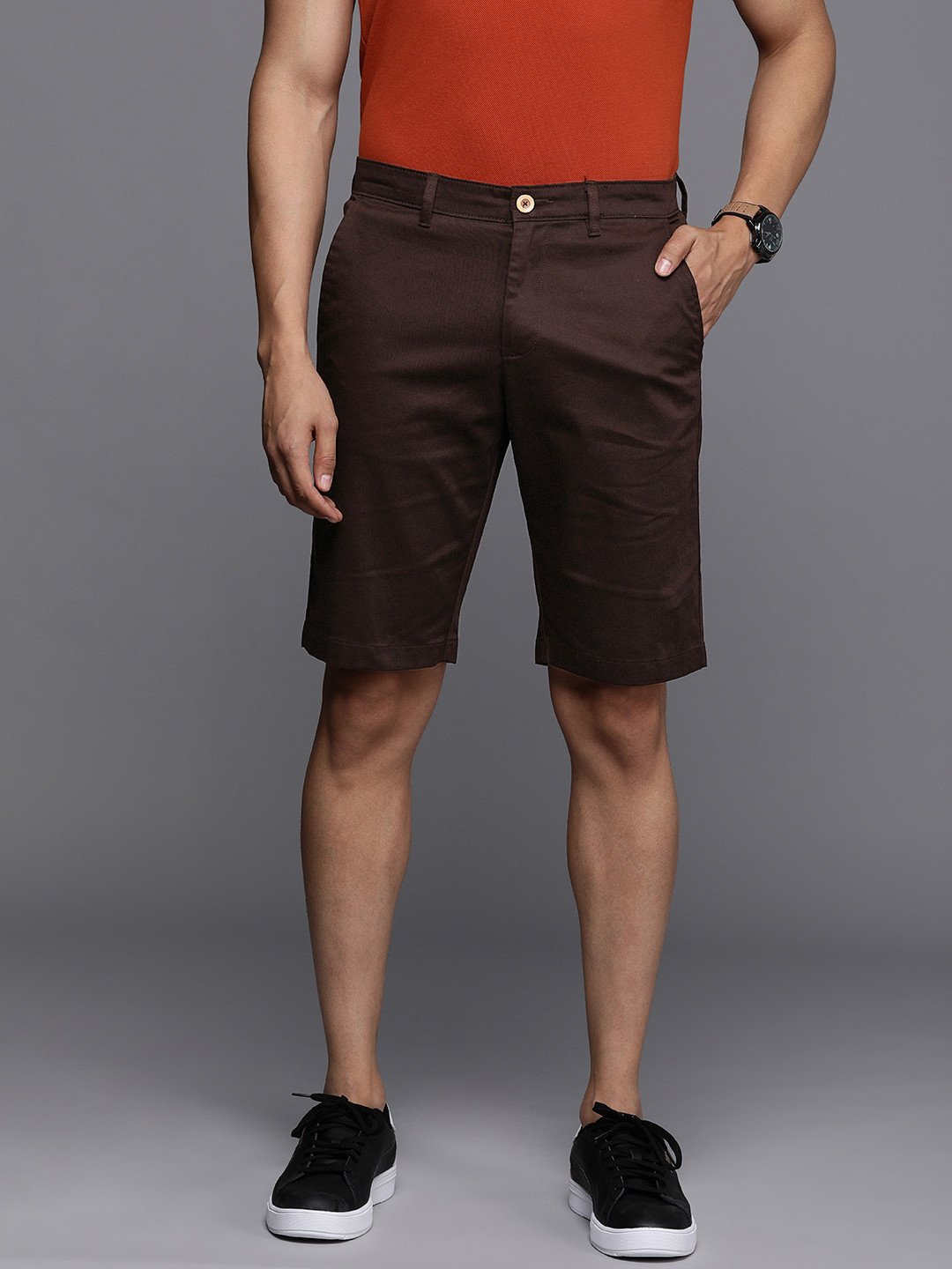 

Allen Solly Men Coffee Brown Slim Fit Chino Shorts