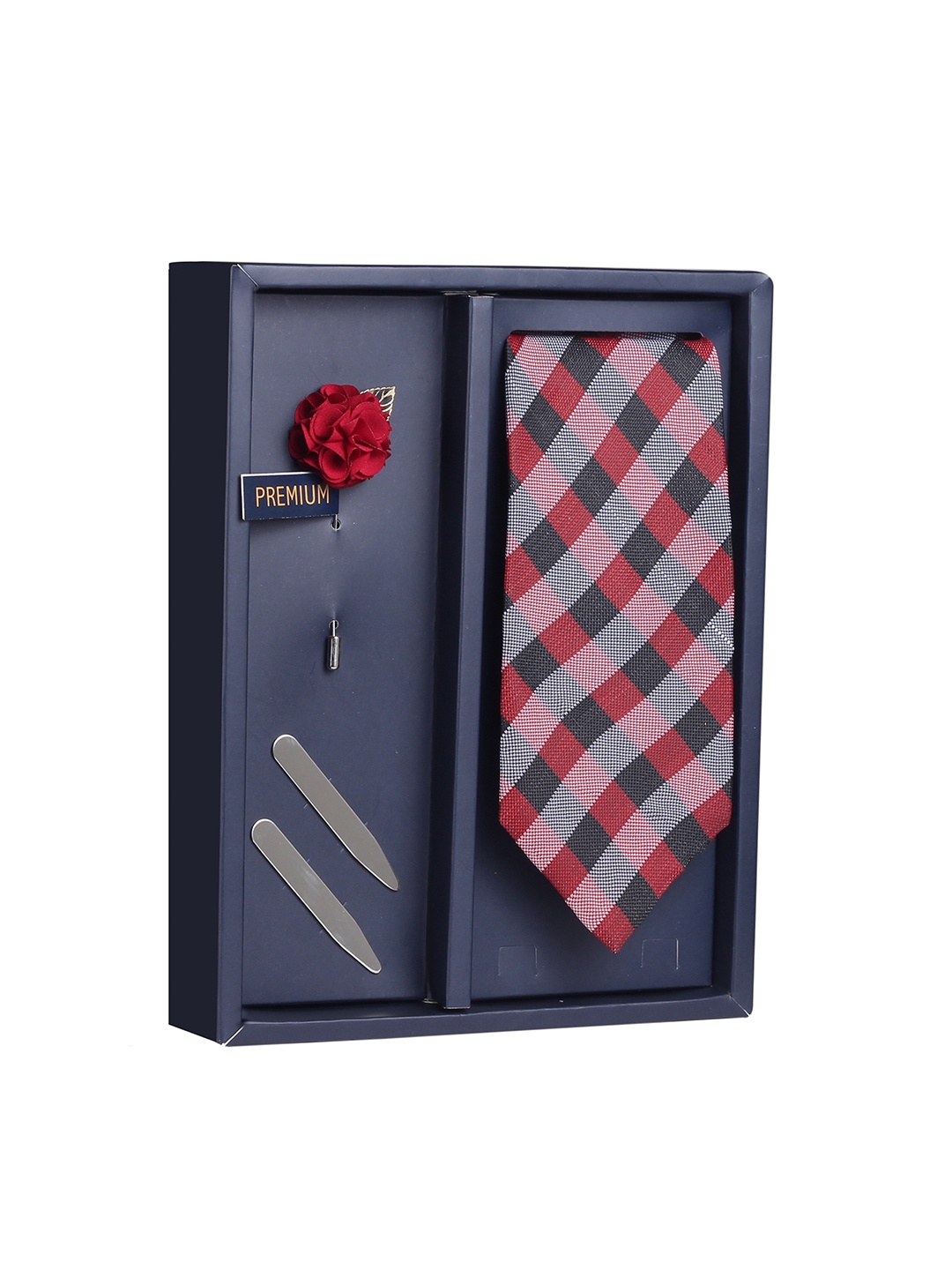 

PELUCHE The Randal Red & Black Checked Broad Tie Gift Box