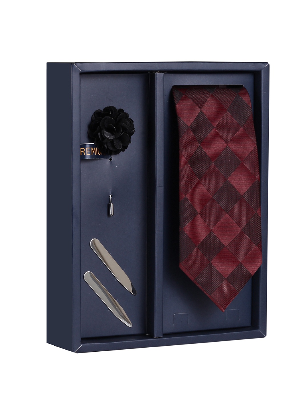 

PELUCHE Men Maroon & Black Checked Broad Tie