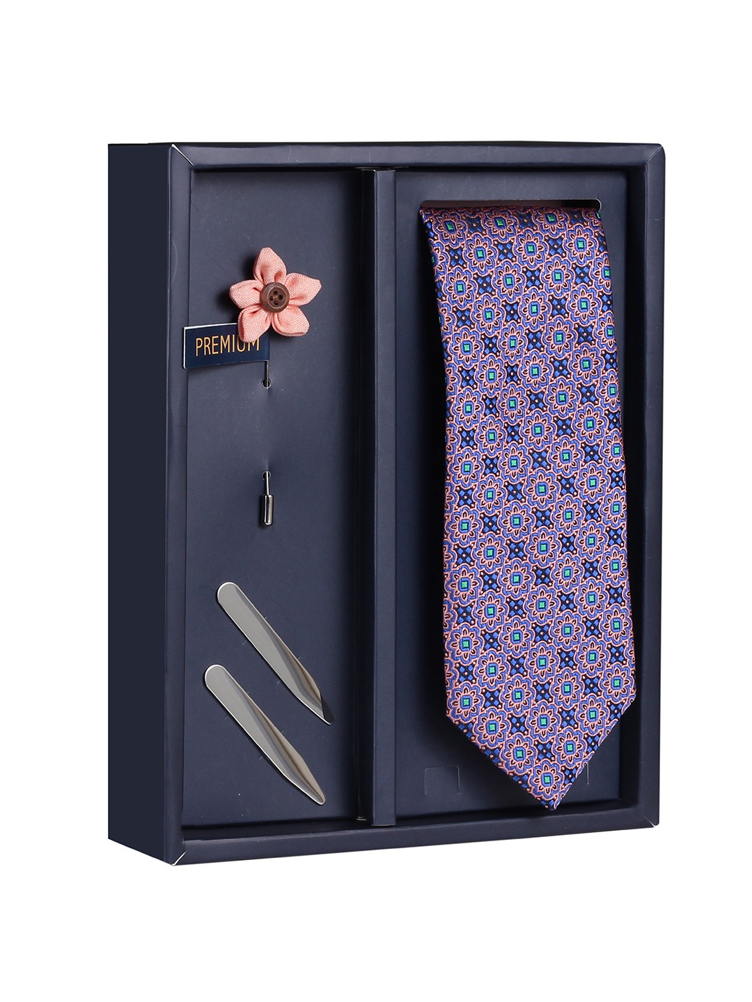 

PELUCHE The Blot Dot Purple & Blue Printed Broad Tie Gift Box