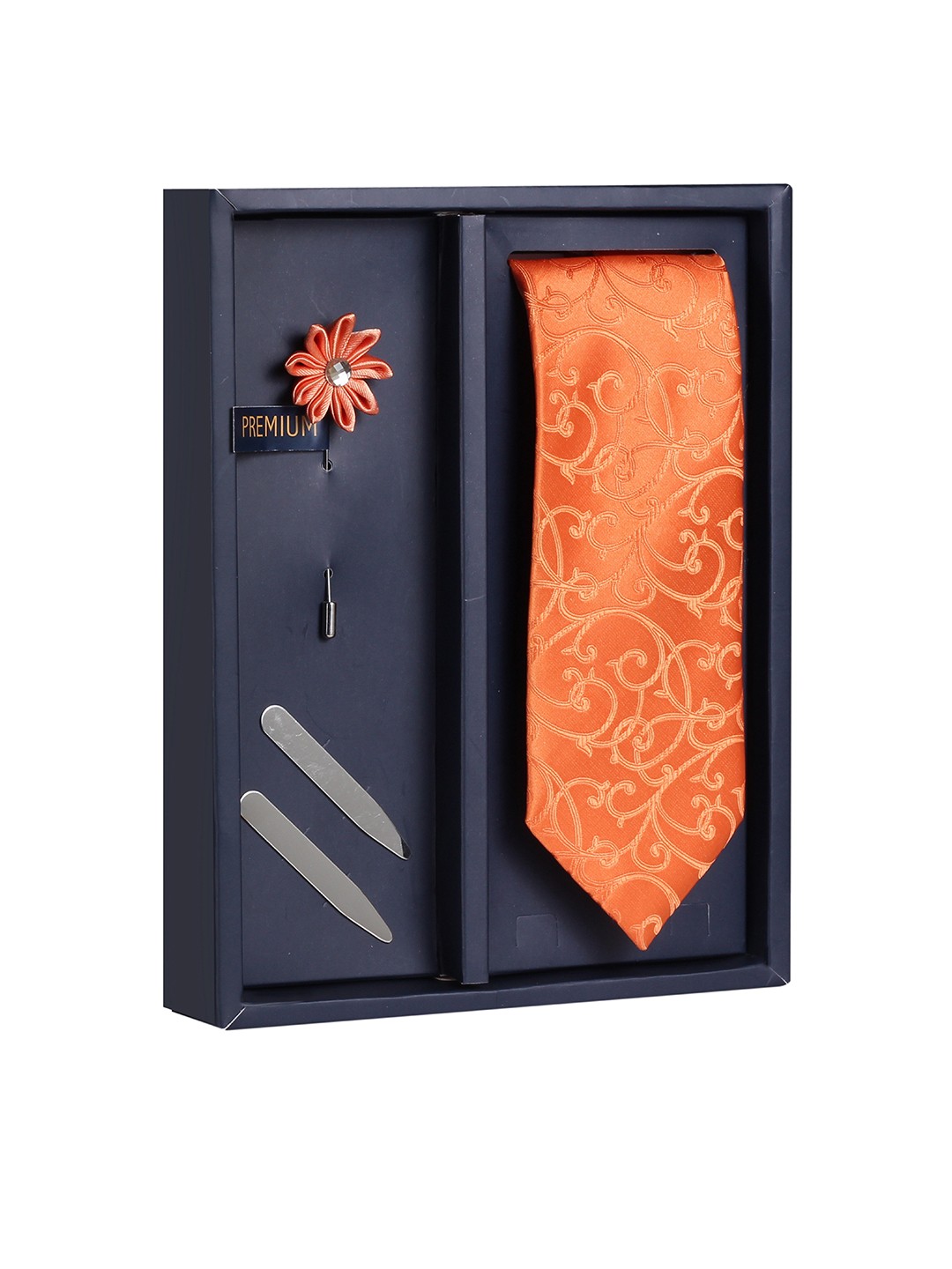 

PELUCHE Orange Printed Broad Tie Gift Box