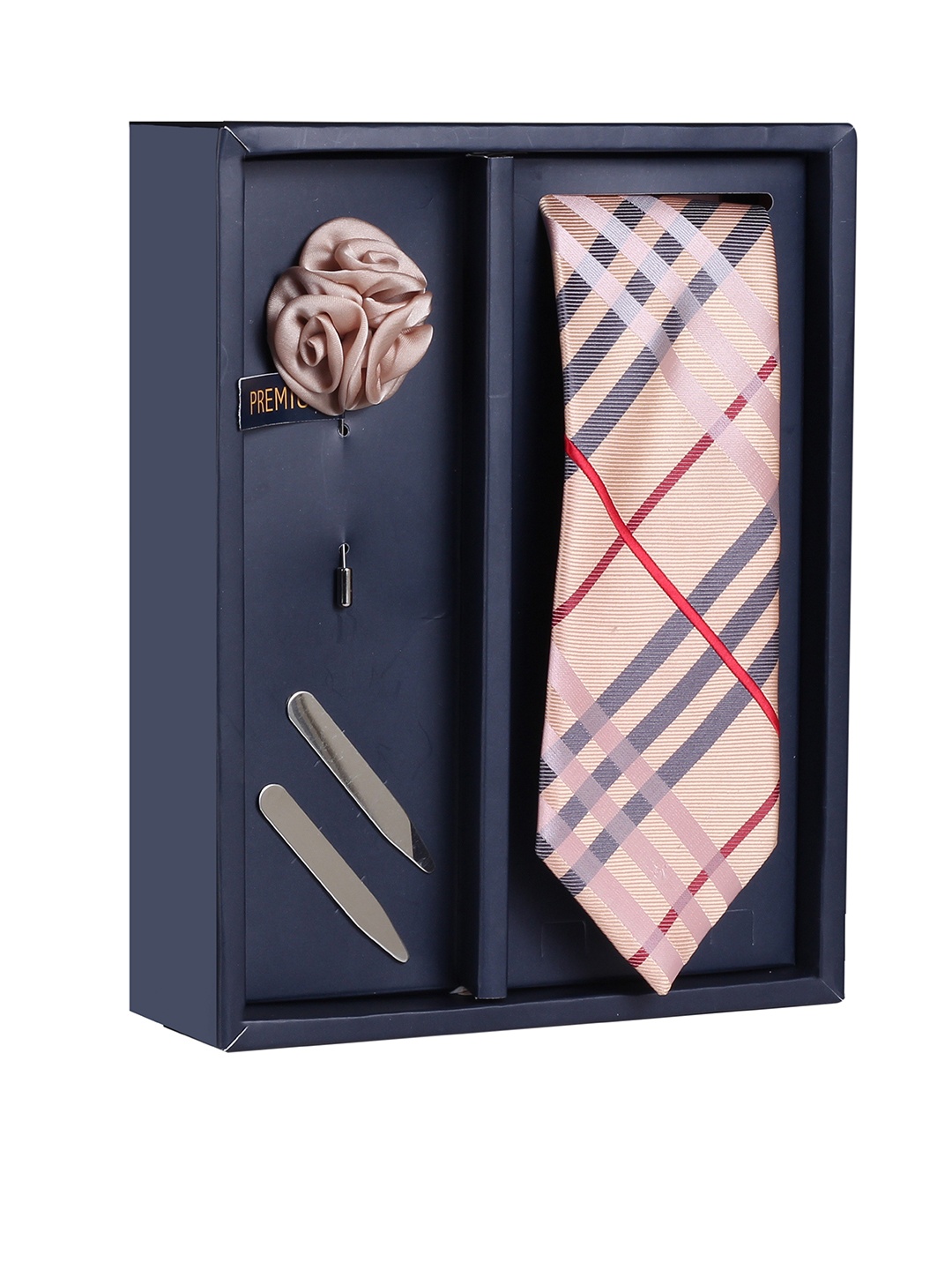 

PELUCHE The Graceful Dawn Brown & Red Striped Broad Tie Gift Box
