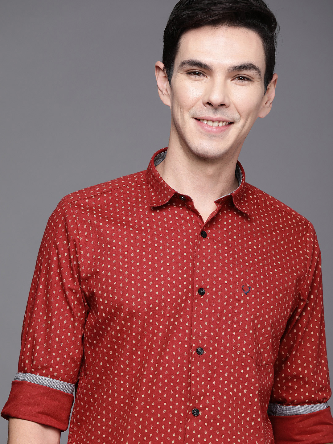 

Allen Solly Men Red & Beige Modern Fit Printed Casual Shirt